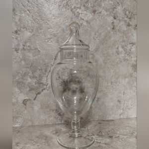 VTG Clear Glass Apothecary Candy Jar with Lid